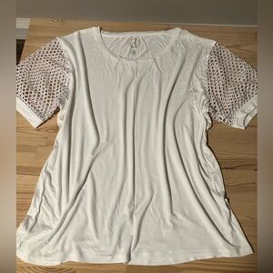 Michael Kors Elegant White Lace Sleeve Top XL